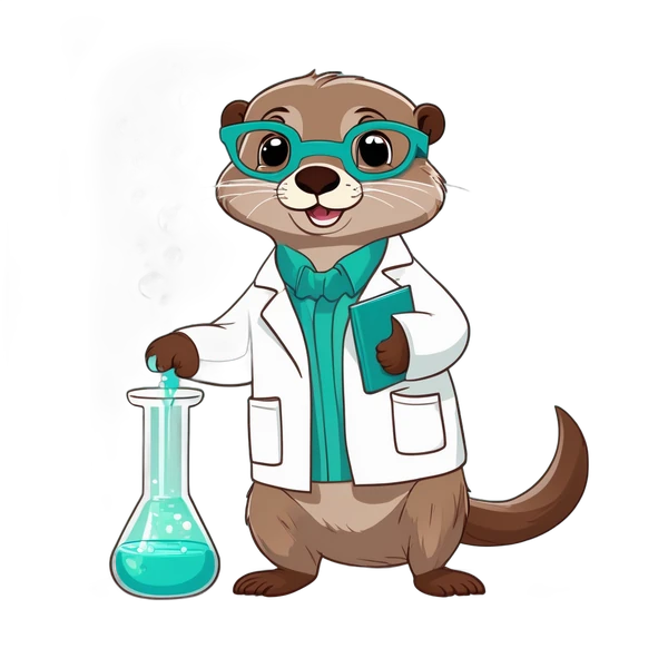 Dr. Fizz, an otter scientist in goggles and a lab coat
