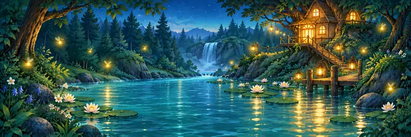 A glowing forest river